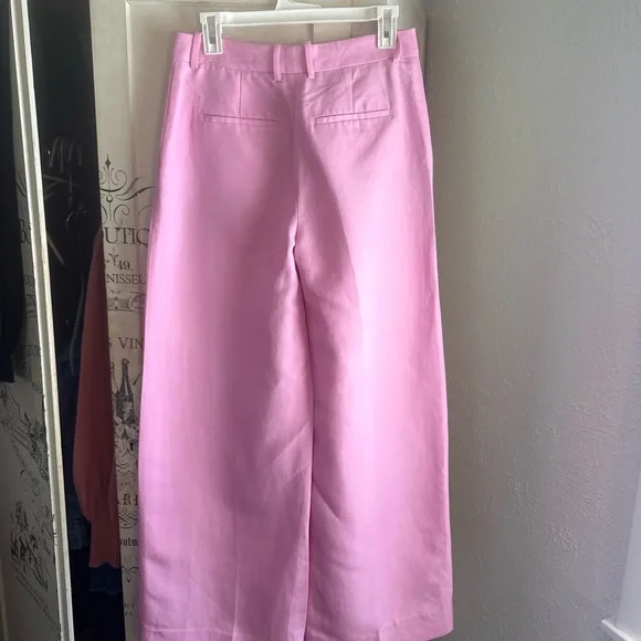 NWT Reiss Raine Tailored Pink Wide-Leg Linen Blend Trouser Pants - Picture 6 of 16